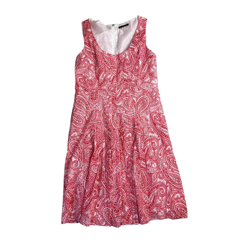 Tommy Hilfiger Cotton Red White Paisley Printed Fit & Flare Dress Size 12